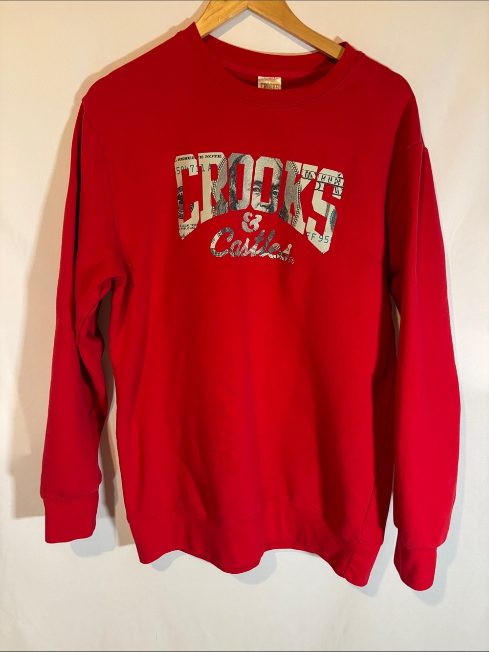 Crooks & Castles Red Crewneck with Graphic Logo